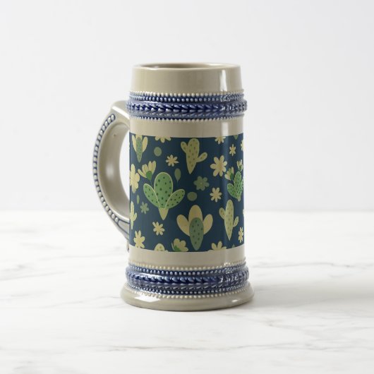 Desert Cactus & Succulent Pattern ビールジョッキ (正面左)