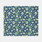 Desert Cactus & Succulent Pattern フリースブランケット (正面(横))