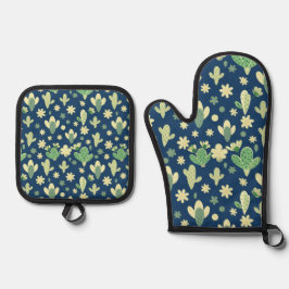 Desert Cactus & Succulent Pattern 鍋つかみ&鍋敷きセット