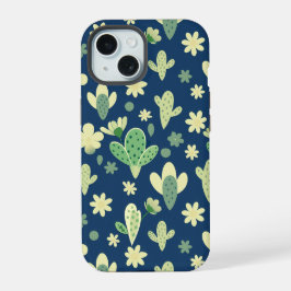Desert Cactus & Succulent Pattern iPhone 15ケース