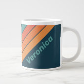 Desert Cactus Sunrise Stripes with Name ジャンボコーヒーマグカップ (右)