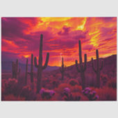 Desert Cactus Sunset Lightning Dramatic Southwest 薄葉紙 (正面)