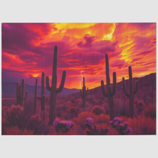 Desert Cactus Sunset Lightning Dramatic Southwest 薄葉紙