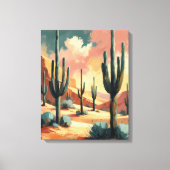 Desert Cactus Under Sunlight – Abstract Canvas Art キャンバスプリント (正面)
