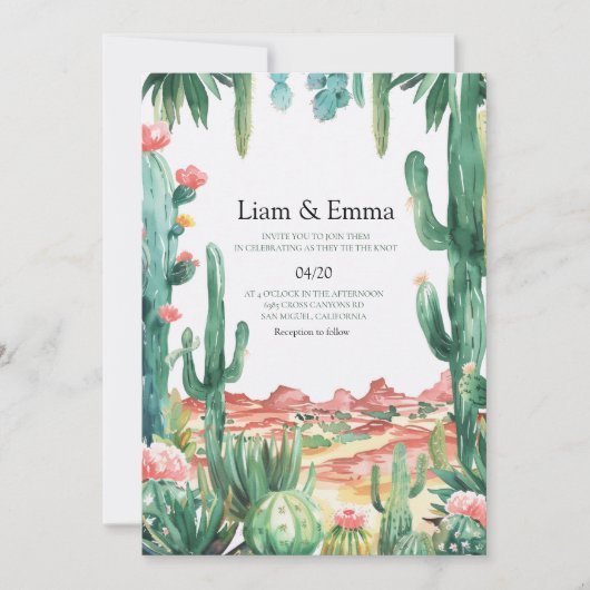 Desert Cactus Wedding Invitation 招待状 (正面)