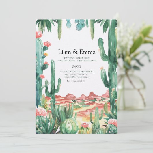 Desert Cactus Wedding Invitation 招待状 (スタンド正面)