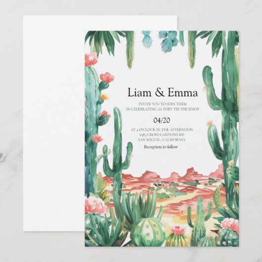Desert Cactus Wedding Invitation 招待状 (正面/裏面)