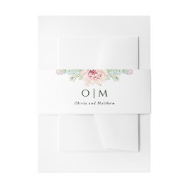 Desert Cactus Wedding | Watercolor Floral Monogram 招待状ベリーバンド
