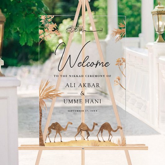 Desert Camel Muslim Wedding Welcome アクリルサイン