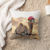 Desert Camel Wearing a Red Retired Cap クッション (ブランケット)