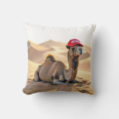 Desert Camel Wearing a Red Retired Cap クッション (正面)
