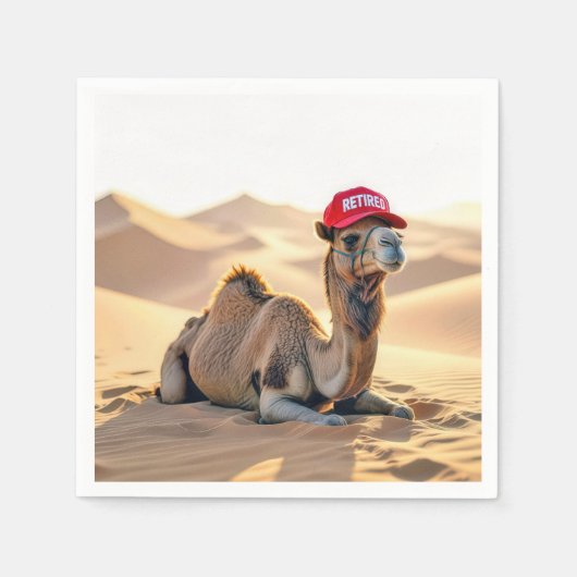 Desert Camel Wearing a Retired Cap スタンダードカクテルナプキン (正面)