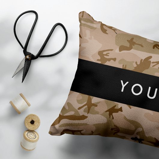 Desert Camouflage Pattern, Your name, Personalize アクセントクッション