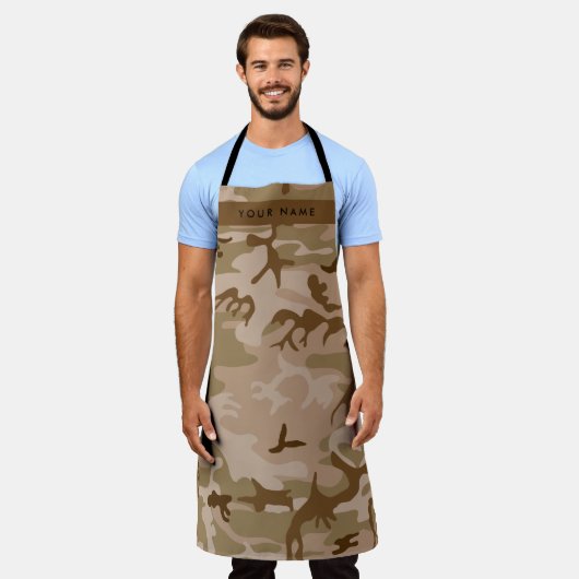 Desert Camouflage Pattern, Your name, Personalize エプロン (着用した状態)