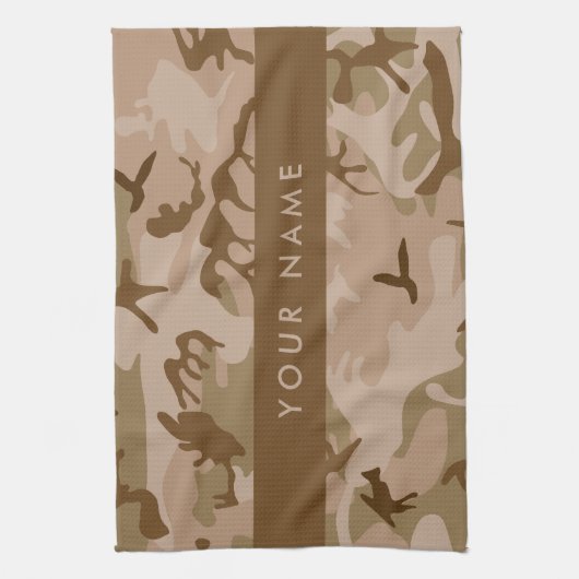 Desert Camouflage Pattern, Your name, Personalize キッチンタオル (縦)