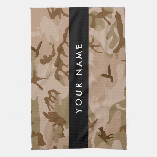 Desert Camouflage Pattern, Your name, Personalize キッチンタオル (縦)