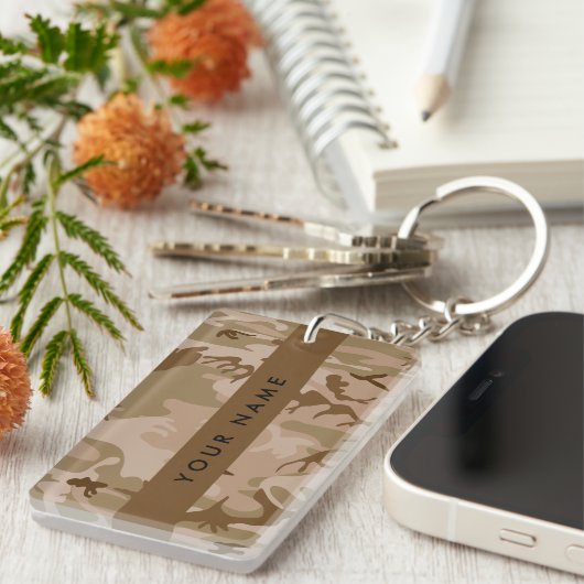 Desert Camouflage Pattern, Your name, Personalize キーホルダー (正面右)