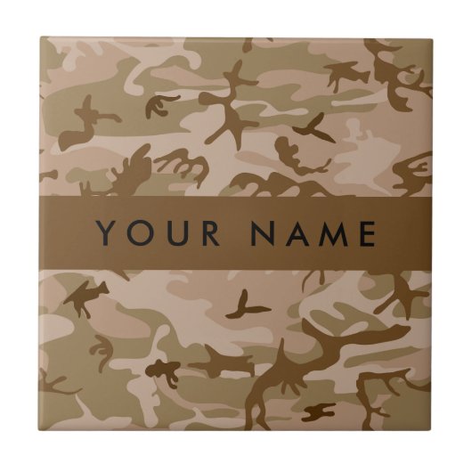Desert Camouflage Pattern, Your name, Personalize タイル (正面)