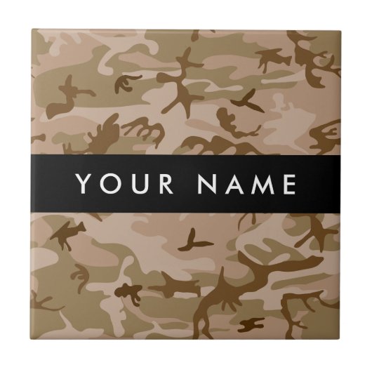 Desert Camouflage Pattern, Your name, Personalize タイル (正面)