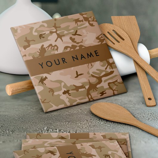 Desert Camouflage Pattern, Your name, Personalize タイル