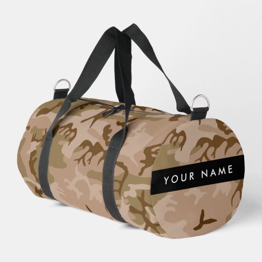 Desert Camouflage Pattern, Your name, Personalize ダッフルバッグ (左コーナー)