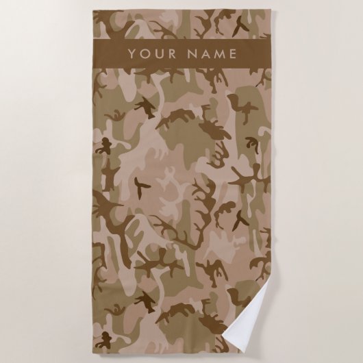 Desert Camouflage Pattern, Your name, Personalize ビーチタオル (正面)