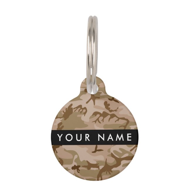 Desert Camouflage Pattern, Your name, Personalize ペット　ネームタグ (正面)
