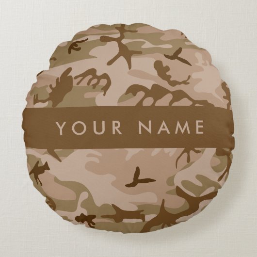 Desert Camouflage Pattern, Your name, Personalize ラウンドクッション (正面)