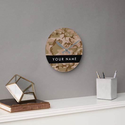 Desert Camouflage Pattern, Your name, Personalize ラウンド壁時計 (オフィス)