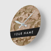 Desert Camouflage Pattern, Your name, Personalize ラウンド壁時計 (傾斜)