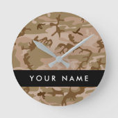 Desert Camouflage Pattern, Your name, Personalize ラウンド壁時計 (正面)