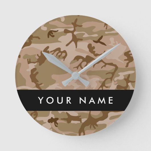 Desert Camouflage Pattern, Your name, Personalize ラウンド壁時計 (正面)