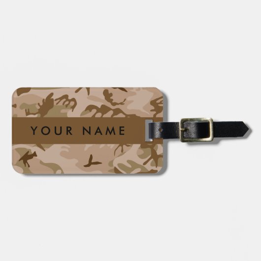 Desert Camouflage Pattern, Your name, Personalize ラゲッジタグ (正面横)