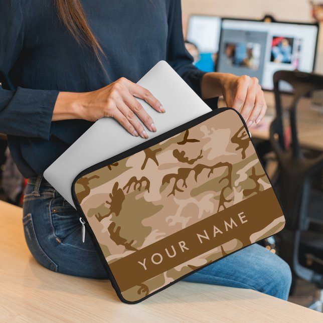 Desert Camouflage Pattern, Your name, Personalize ラップトップスリーブ (クリエイターアップロード済み)