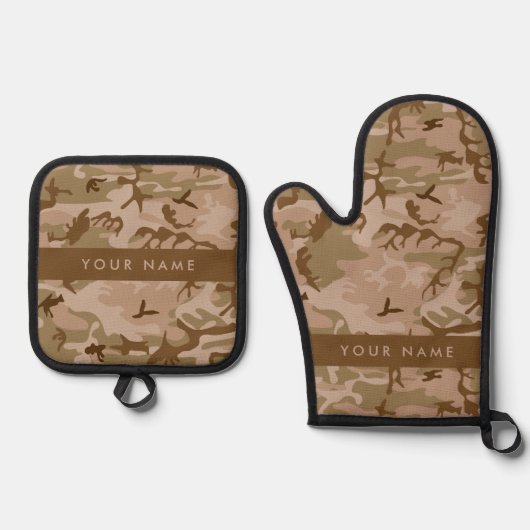 Desert Camouflage Pattern, Your name, Personalize 鍋つかみ&鍋敷きセット (正面)