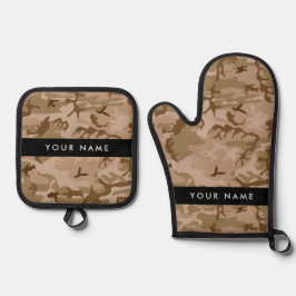 Desert Camouflage Pattern, Your name, Personalize 鍋つかみ&鍋敷きセット