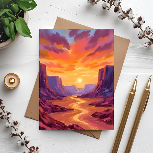 Desert Canyon Sunset | Yellow Painting Card