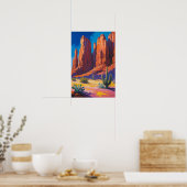 Desert Canyon with Red Rock Formations and Cactus ポスター (キッチン)