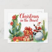 Desert Christmas with Cactus Santa Claus  シーズンポストカード (正面/裏面)