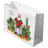 Desert Christmas with Cactus Santa Claus  ラージペーパーバッグ (正面アングル)