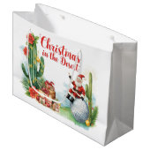 Desert Christmas with Cactus Santa Claus  ラージペーパーバッグ (正面アングル)