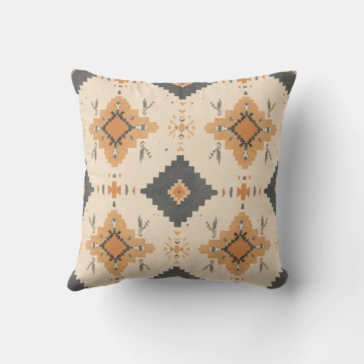 Desert Clay & Charcoal Pattern クッション (裏面)