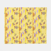 Desert Cowboy Horse Mesa Cactus Vulture Rustic フリースブランケット (正面(横))