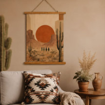 Desert Cowboy Riders Mid Century Southwestern Land