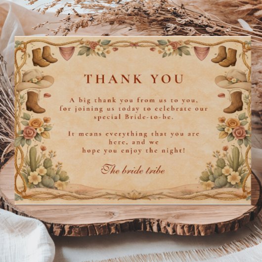 Desert Cowgirl Bridal Shower サンキューカード