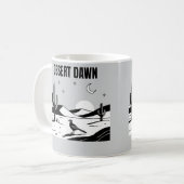 Desert Dawn Black and White Roadrunner Sketch Art コーヒーマグカップ (正面左)