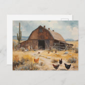 Desert Farmhouse Barn with Chickens ポストカード (正面/裏面)