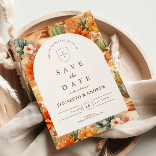 Desert Floral Arch Wedding セーブザデート