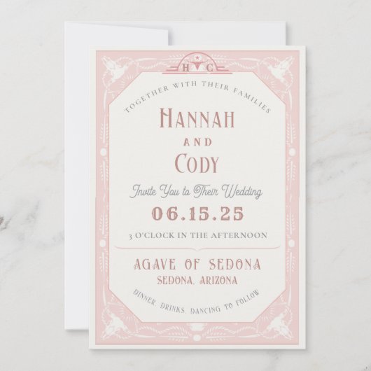 Desert Flowers Western Wedding Invitation 招待状 (正面)