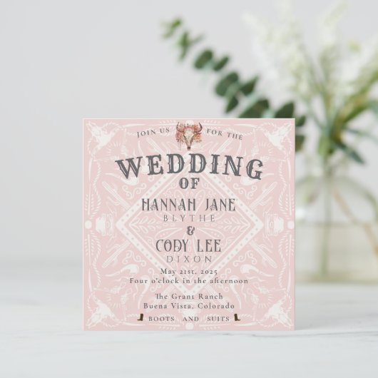 Desert Flowers Western Wedding Invitation 招待状 (スタンド正面)